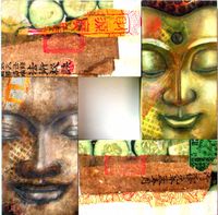 Buddhas (2004) &Ouml;l auf Holzkl&ouml;tzen, 35 x 35 cm, 4 Teile