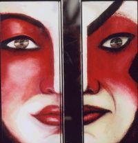 Chinese Opera (2001) &Ouml;l auf Holz mit Spiegel, 30 x 30 cm